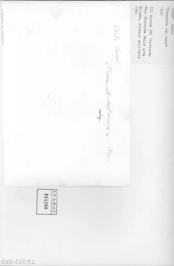 Anonimo , Carr&agrave;, Carlo - sec. XX - Tramonto sul mare , retro