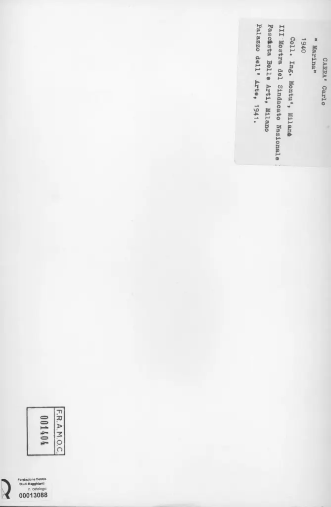 Anonimo , Carr&agrave;, Carlo - sec. XX - Marina , retro