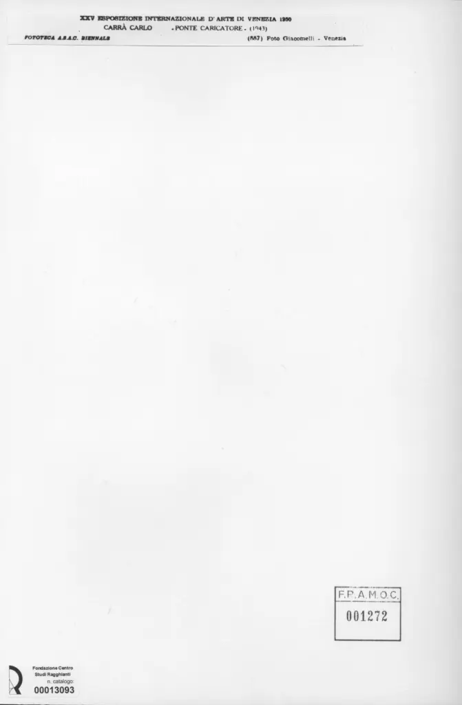 Giacomelli , Carrà, Carlo - sec. XX - Ponte caricatore , retro