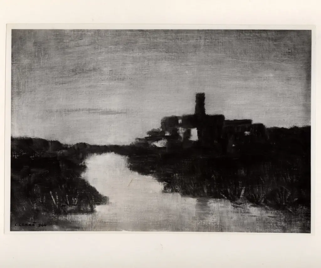 Giacomelli , Carr&agrave;, Carlo - sec. XX - Paesaggio lombardo , fronte