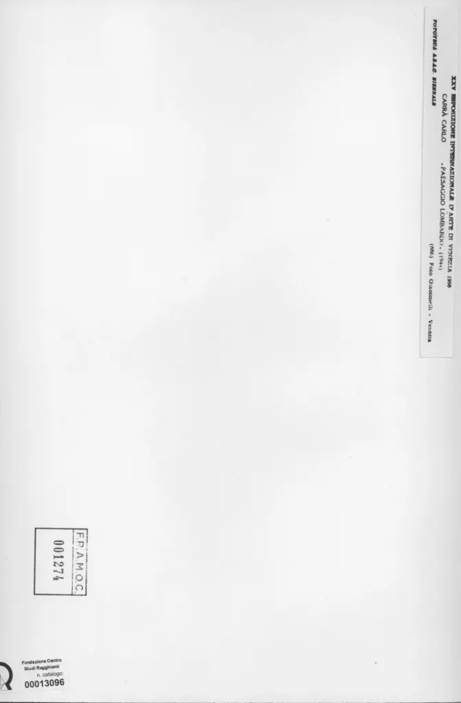 Giacomelli , Carr&agrave;, Carlo - sec. XX - Paesaggio lombardo , retro