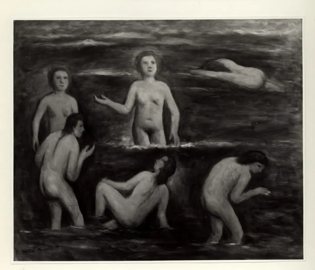 Giacomelli , Carr&agrave;, Carlo - sec. XX - Donna al mare , fronte