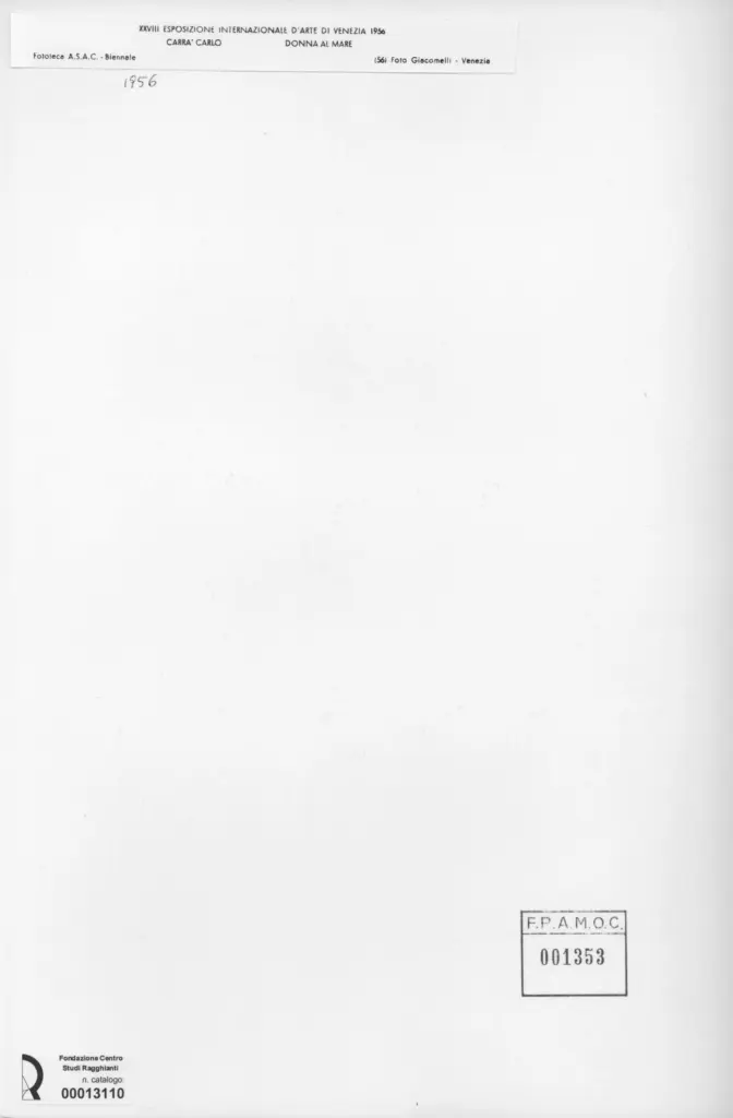 Giacomelli , Carr&agrave;, Carlo - sec. XX - Donna al mare , retro