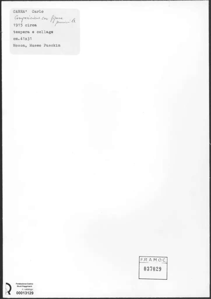 Anonimo , Carr&agrave;, Carlo - sec. XX - Composizione con figura femminile , retro