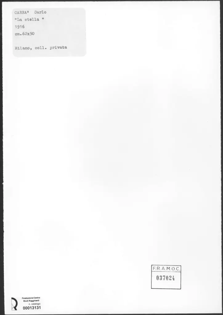Anonimo , Carr&agrave;, Carlo - sec. XX - La stella , retro