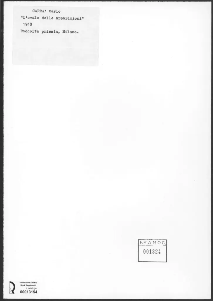 Anonimo , Carr&agrave;, Carlo - sec. XX - L'ovale delle apparizioni , retro