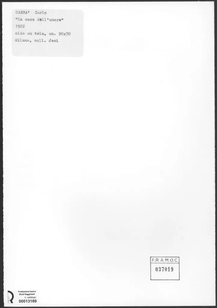 Anonimo , Carr&agrave;, Carlo - sec. XX - La casa dell'amore , retro