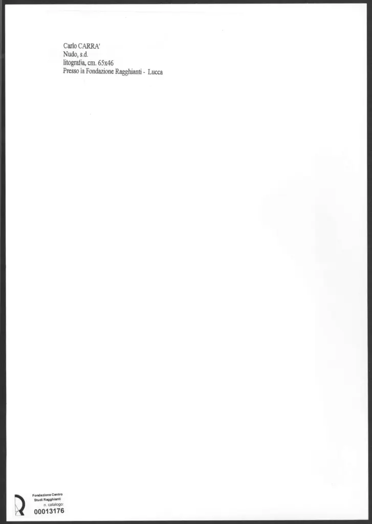 Anonimo , Carr&agrave;, Carlo - sec. XX - Nudo , retro