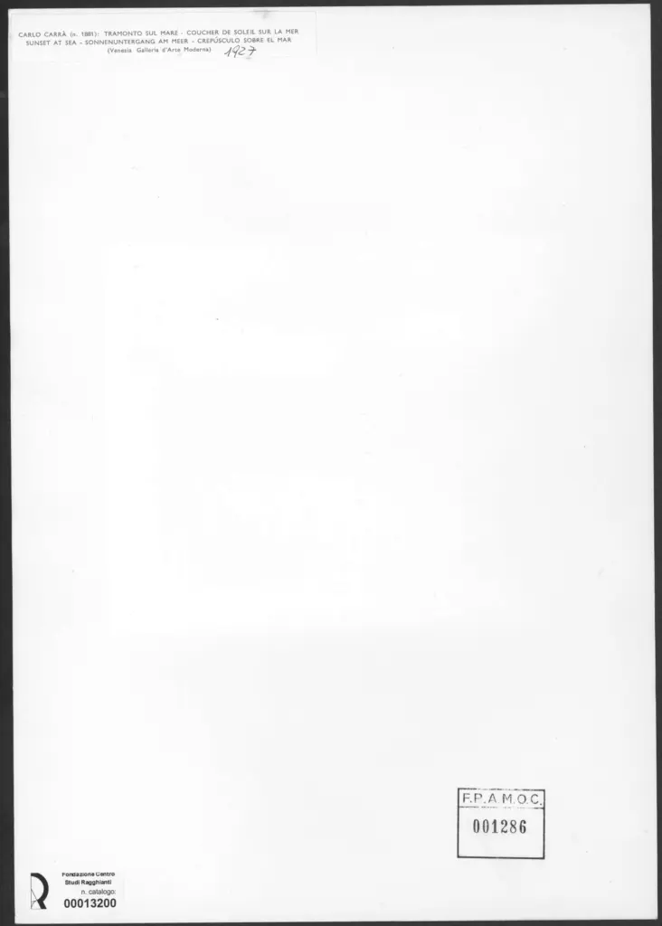 Anonimo , Carr&agrave;, Carlo - sec. XX - Tramonto sul mare , retro