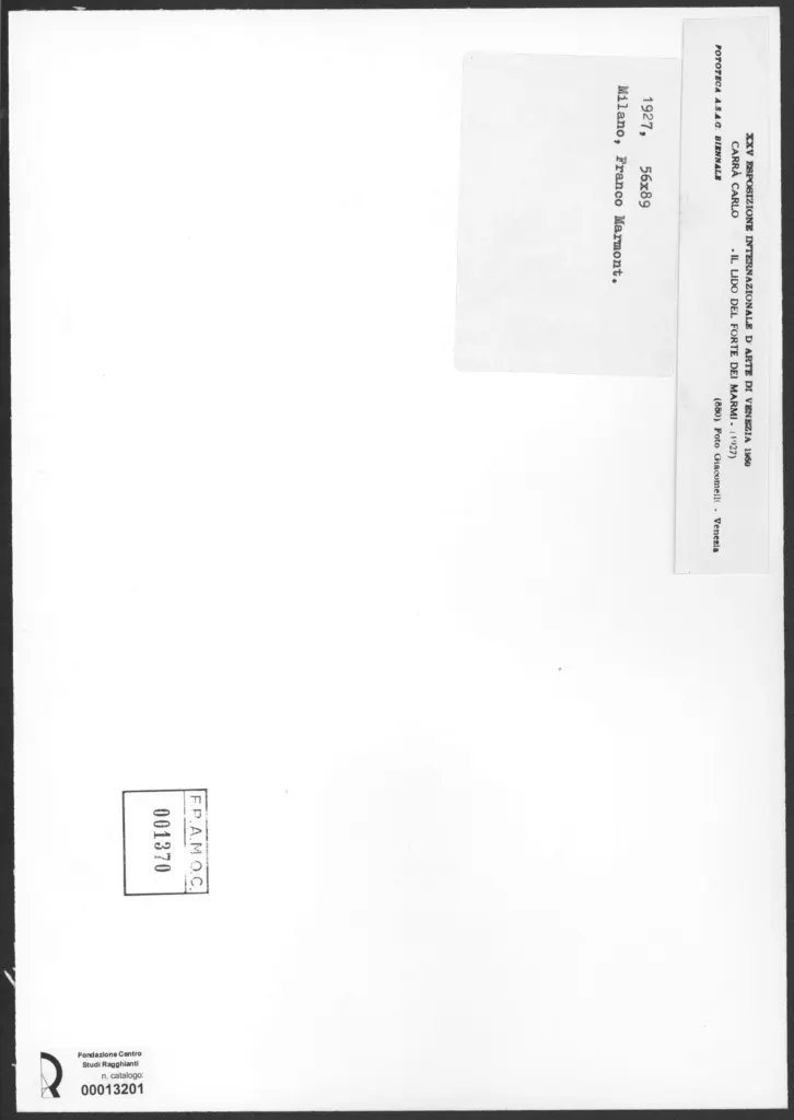 Giacomelli , Carr&agrave;, Carlo - sec. XX - Lido del Forte dei Marmi , retro