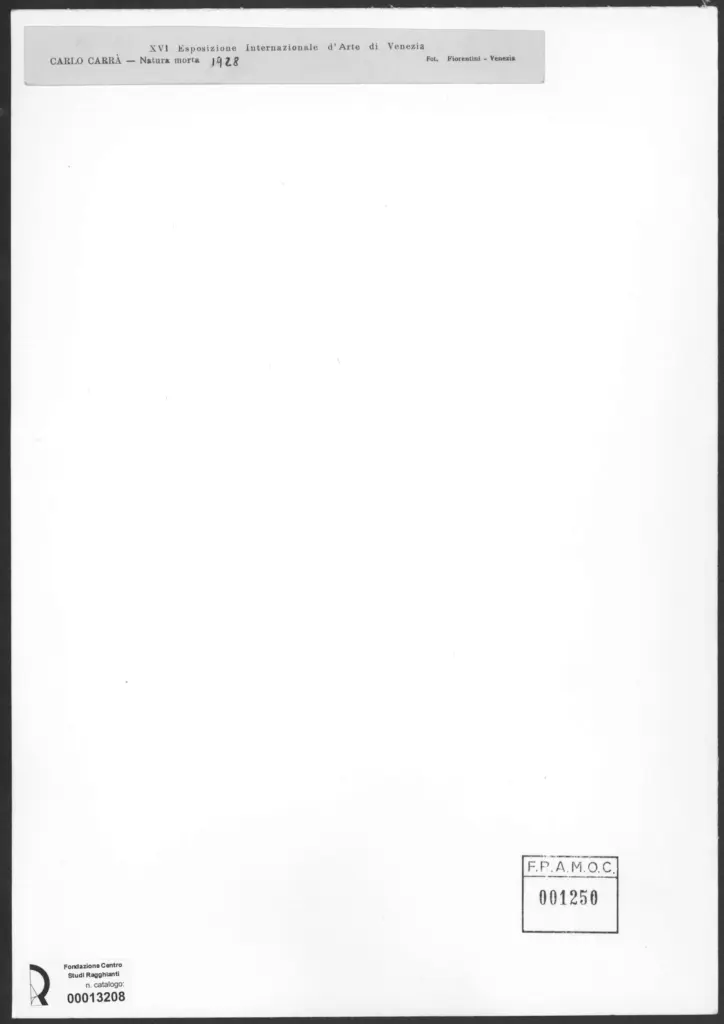 Fiorentini , Carr&agrave;, Carlo - sec. XX - Natura Morta , retro