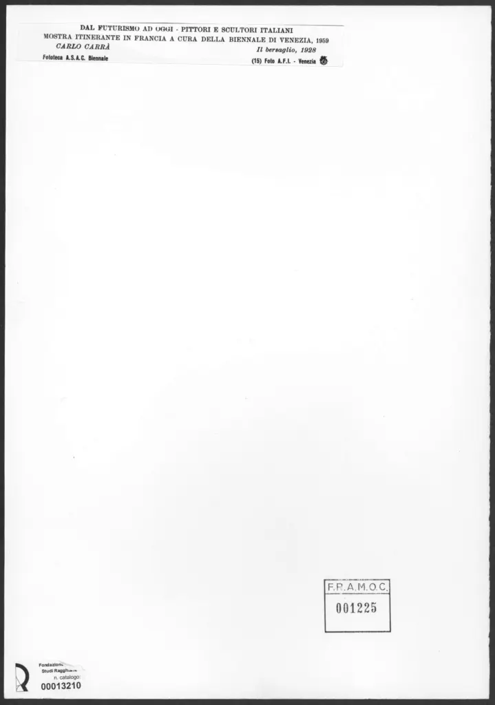 A.F.I. Agenzia Fotografica Industriale , Carr&agrave;, Carlo - sec. XX - Il bersaglio , retro