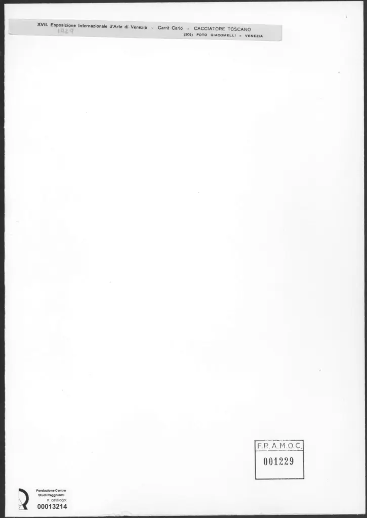 Giacomelli , Carr&agrave;, Carlo - sec. XX - Cacciatore toscano , retro