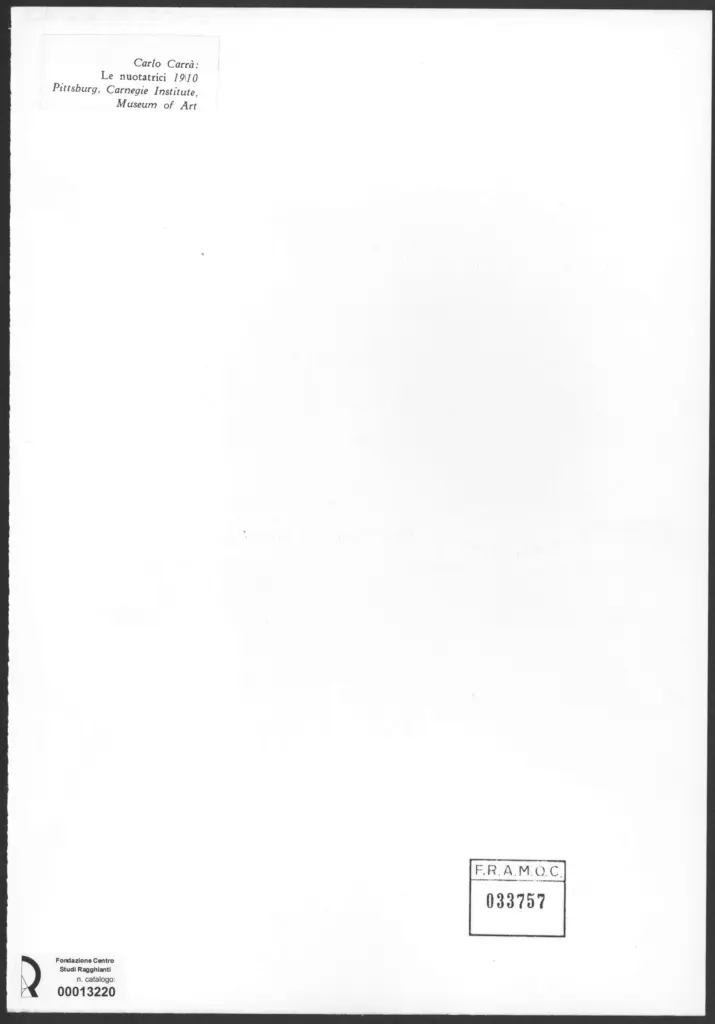 Anonimo , Carr&agrave;, Carlo - sec. XX - Le nuotatrici , retro