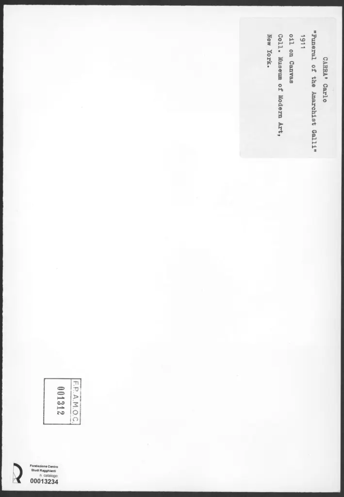 Anonimo , Carr&agrave;, Carlo - sec. XX - Funerale dell'Anarchico Galli , retro