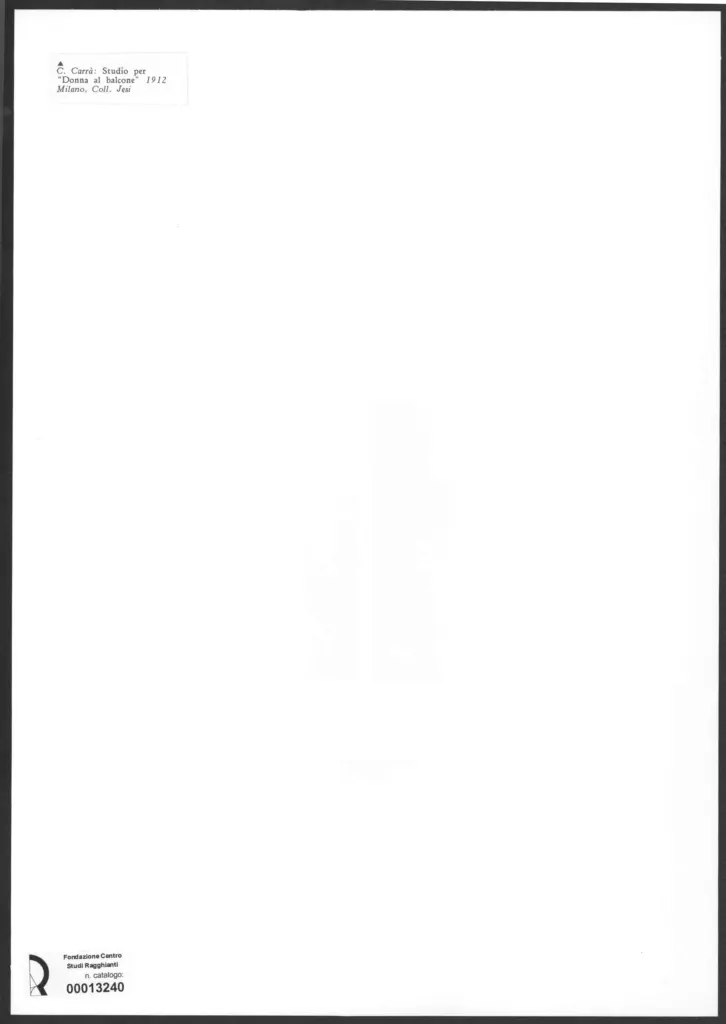 Anonimo , Carr&agrave;, Carlo - sec. XX -Donna al balcone , retro