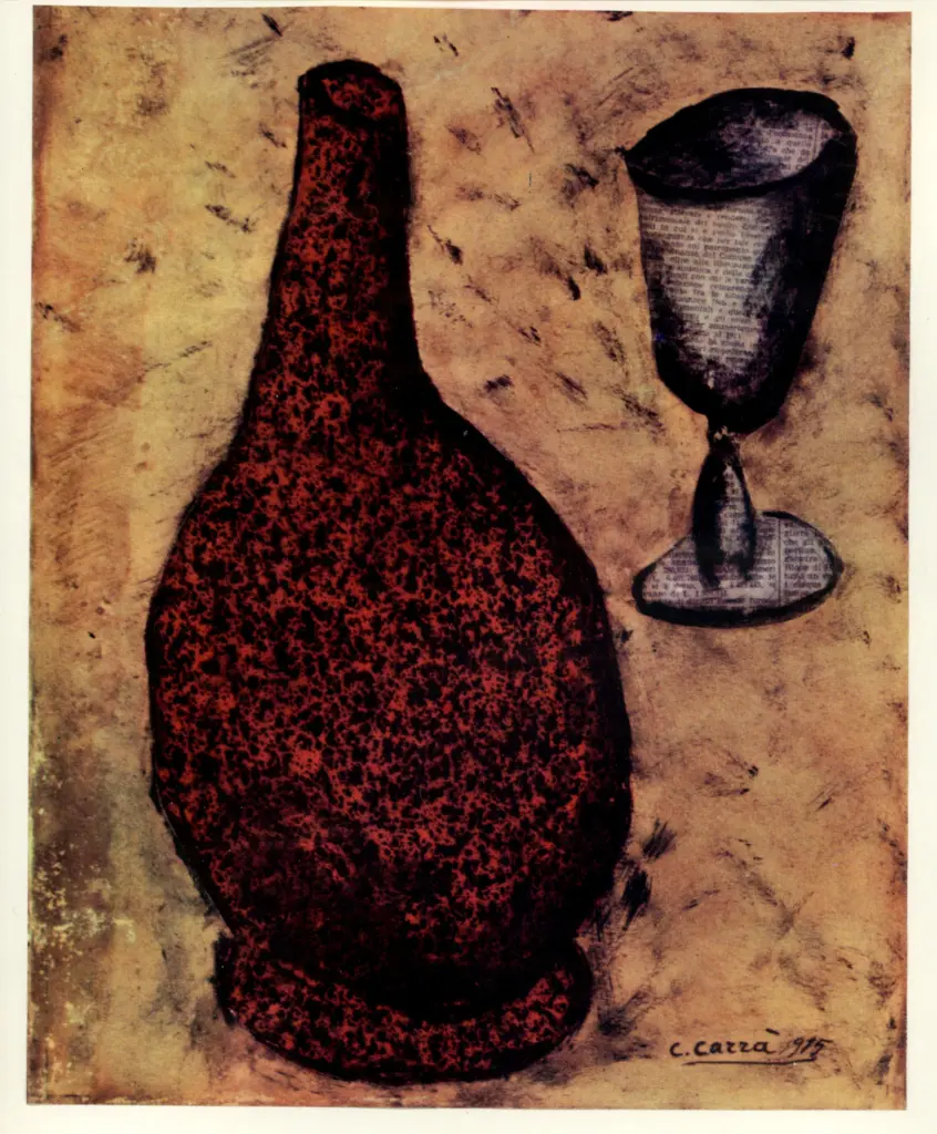 Anonimo , Carr&agrave;, Carlo - sec. XX - Fiasco e bicchiere , fronte