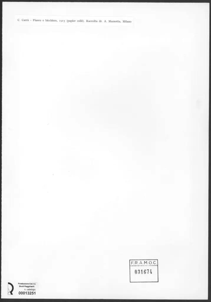 Anonimo , Carr&agrave;, Carlo - sec. XX - Fiasco e bicchiere , retro