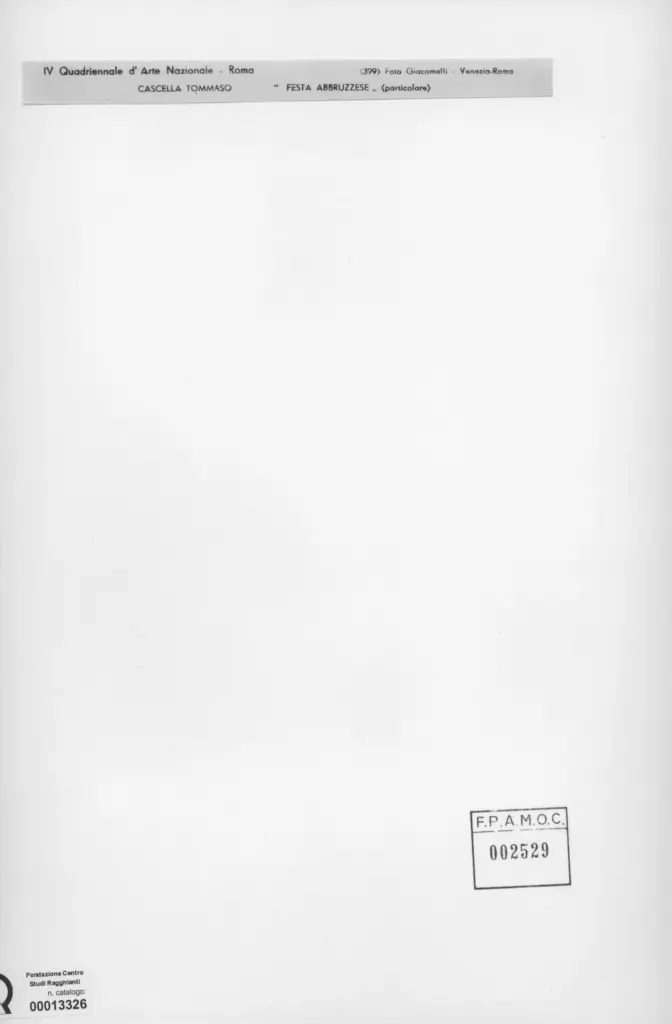 Giacomelli , Cascella, Tommaso - sec. XX - Festa Abruzzese , retro