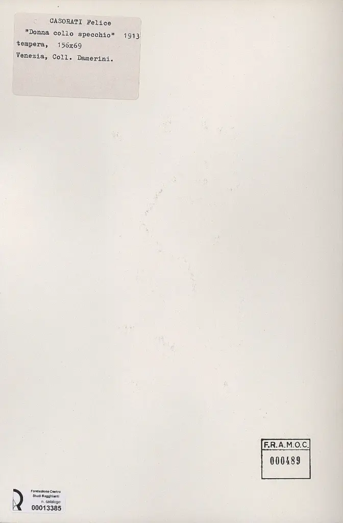 Anonimo , Casorati, Felice - sec. XX - Donna con lo specchio , retro