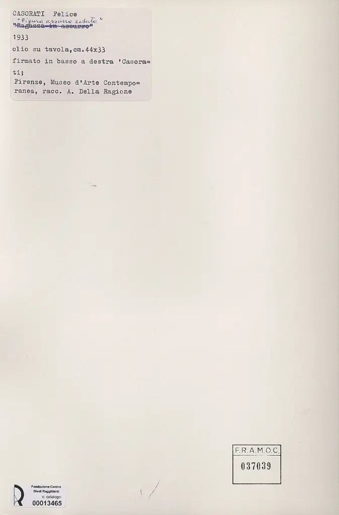 Anonimo , Casorati, Felice - sec. XX , retro