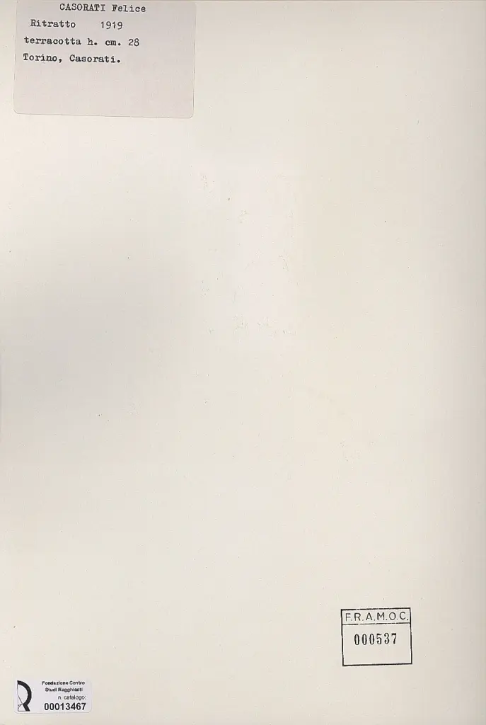 Anonimo , Casorati, Felice - sec. XX - Ritratto , retro