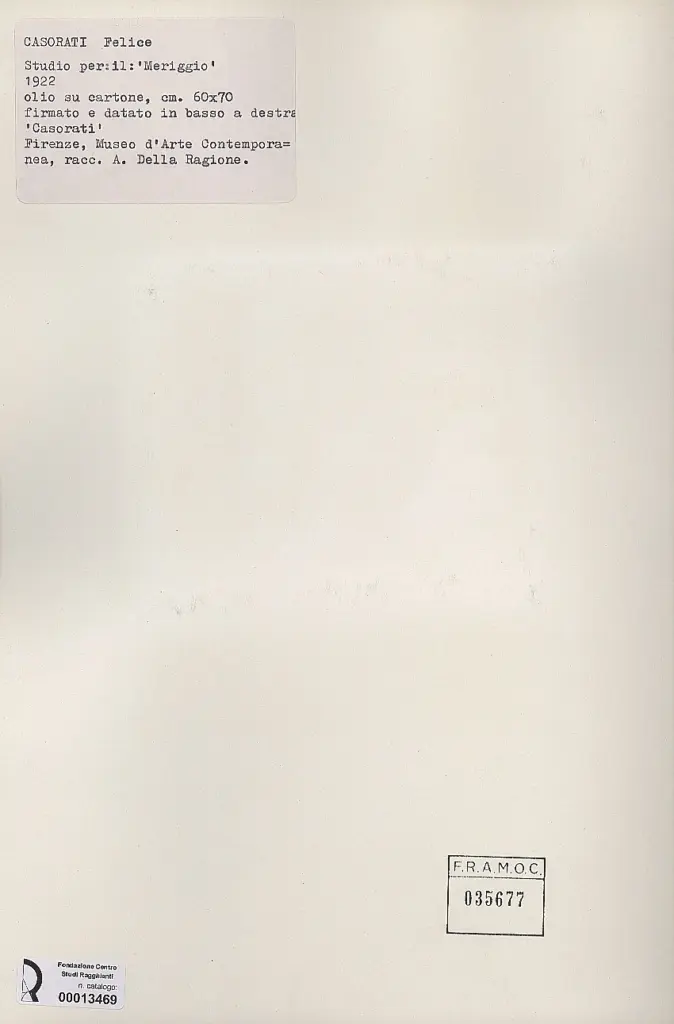 Anonimo , Casorati, Felice - sec. XX , retro