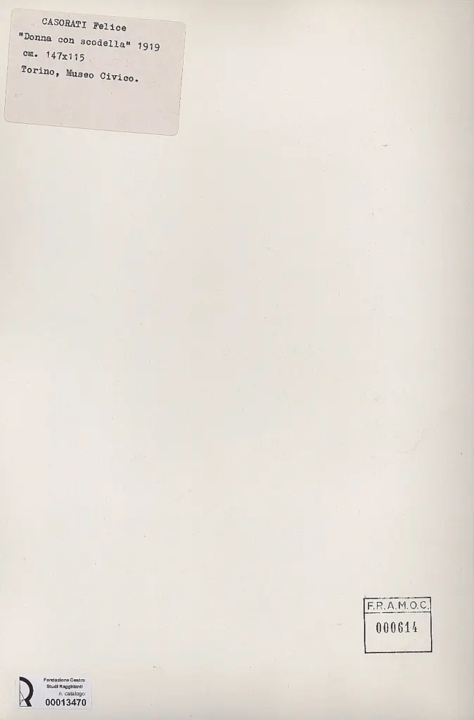 Anonimo , Casorati, Felice - sec. XX - Donna con scodella , retro