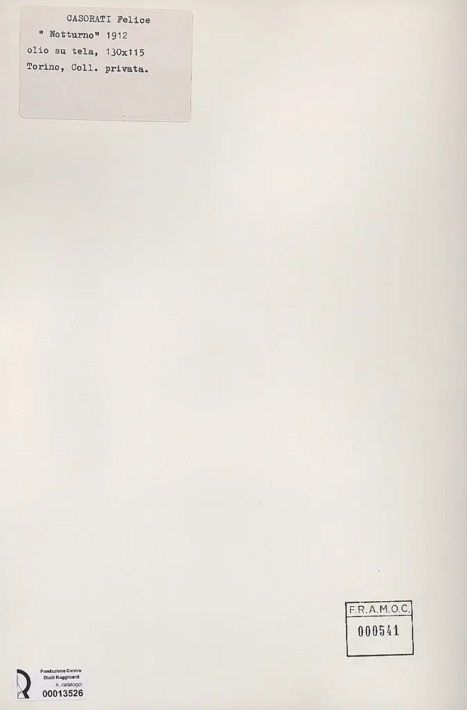 Anonimo , Casorati, Felice - sec. XX - Notturno , retro