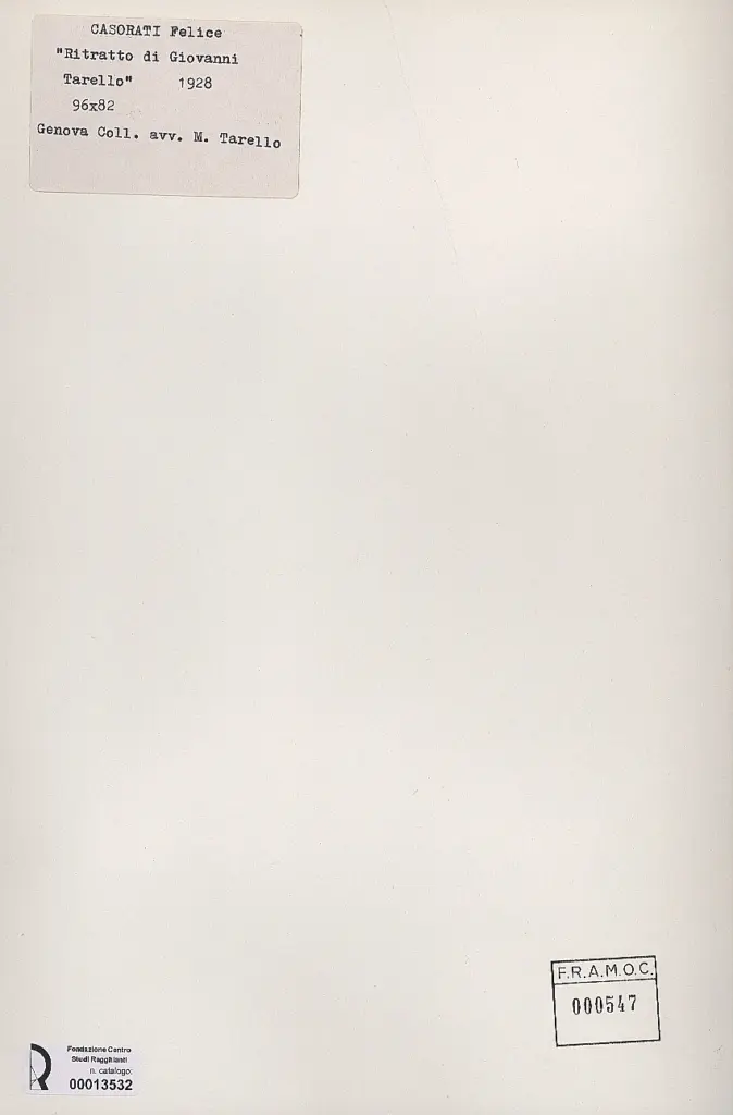 Anonimo , Casorati, Felice - sec. XX , retro