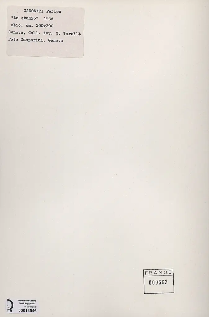 Gasparini , Casorati, Felice - sec. XX , retro