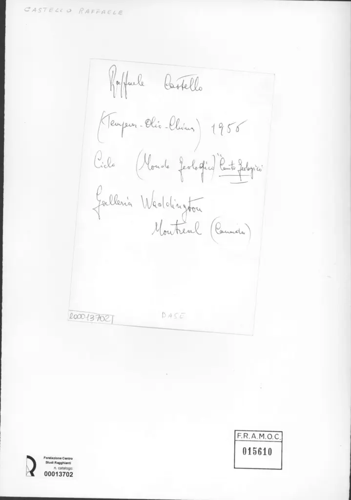 Anonimo , Castello, Raffaele - sec. XX - Canto geologico - Ciclo "Mondo Geologico" , retro