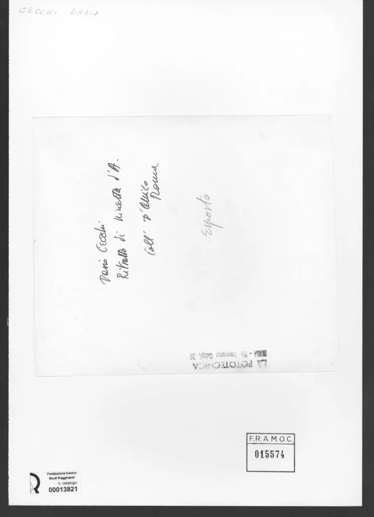 La Fototecnica , Cecchi, Dario - sec. XX - Ritratto , retro