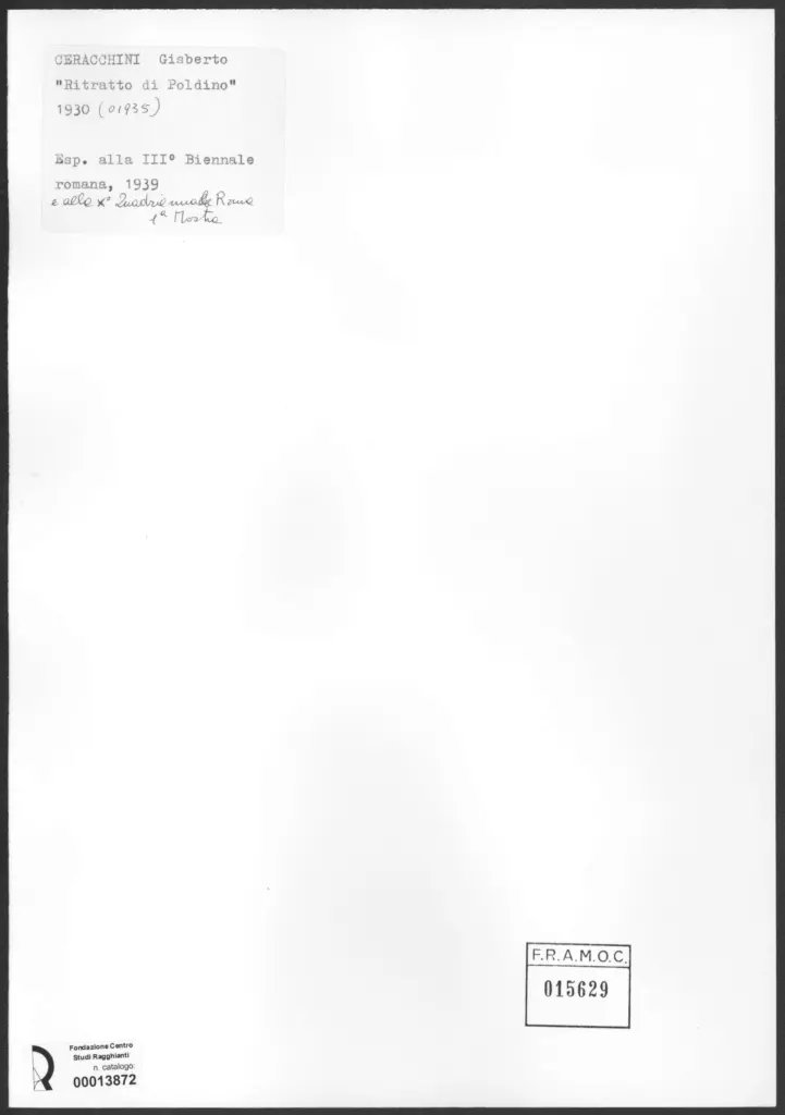 Anonimo , Ceracchini, Gisberto - sec. XX - Ritratto di Poldino , retro