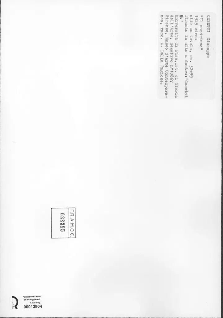 Cesetti, Giuseppe - sec. XX - , retro