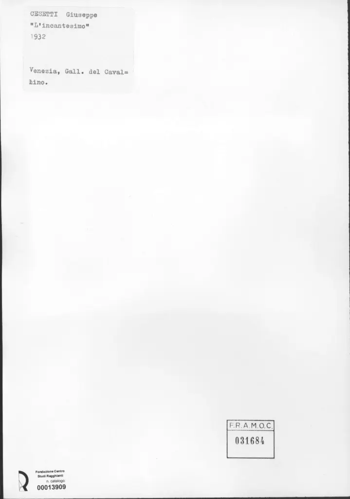 Anonimo , Cesetti, Giuseppe - sec. XX - L'incantesimo , retro