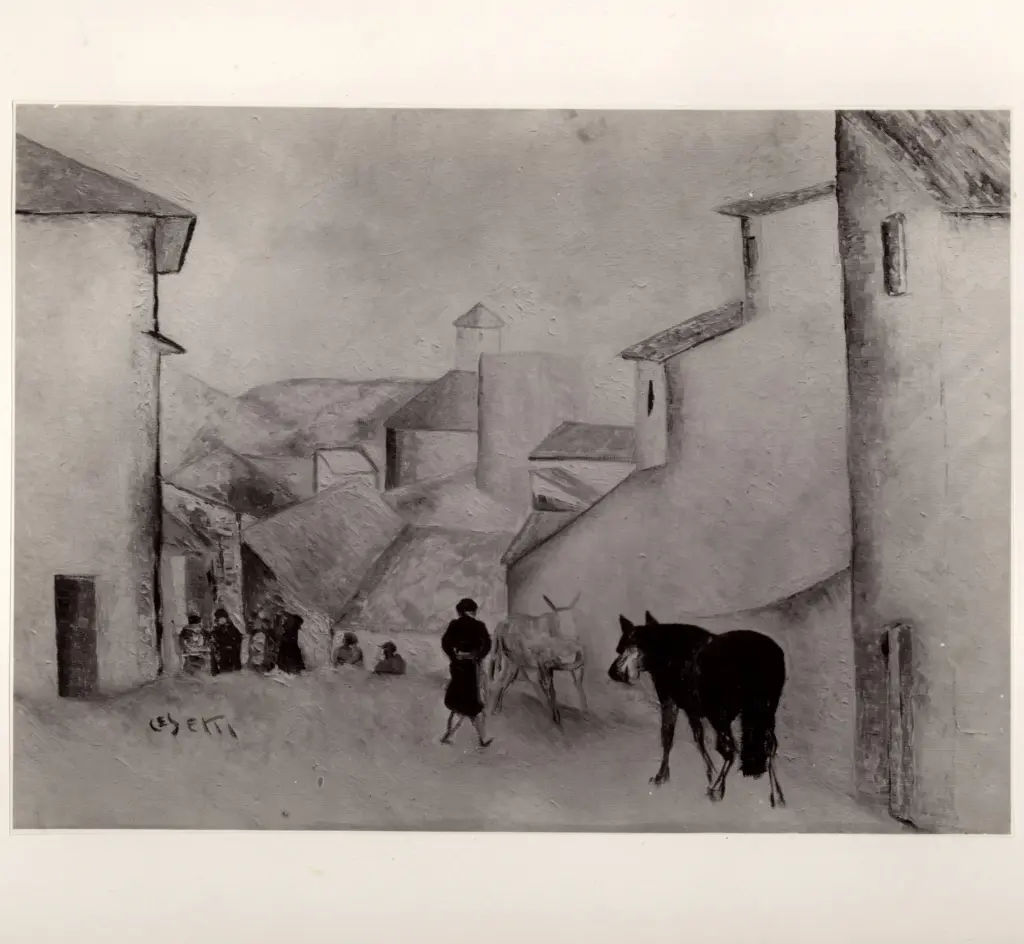 Fotografia Ferruzzi , Cesetti, Giuseppe - sec. XX - Paesaggio di Tuscania , fronte