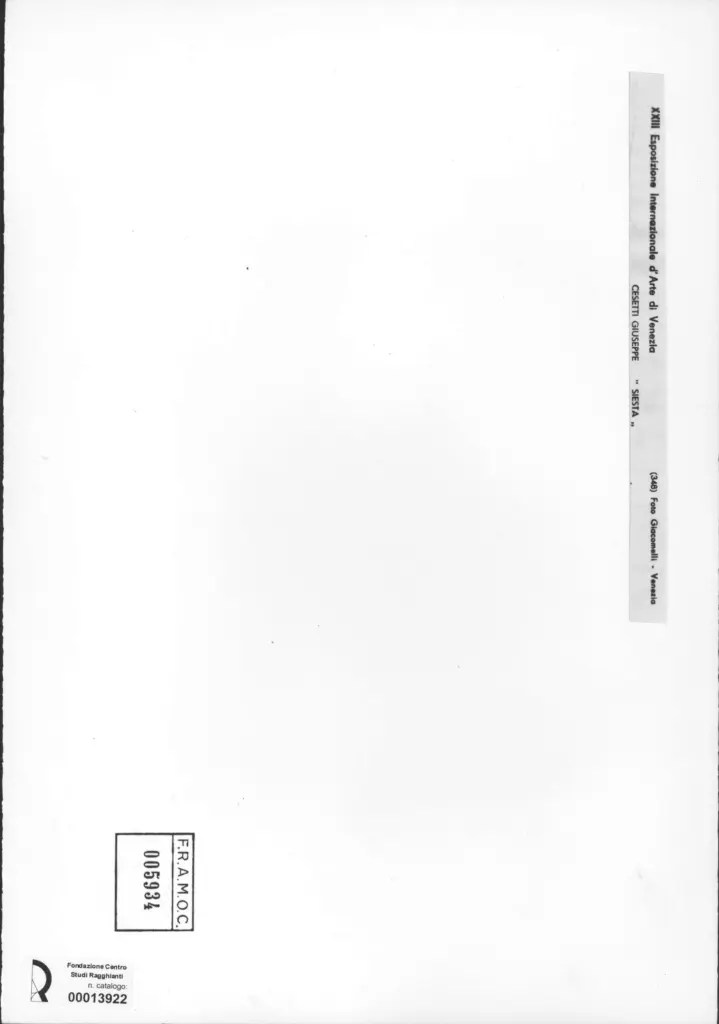 Giacomelli , Cesetti, Giuseppe - sec. XX - Siesta , retro