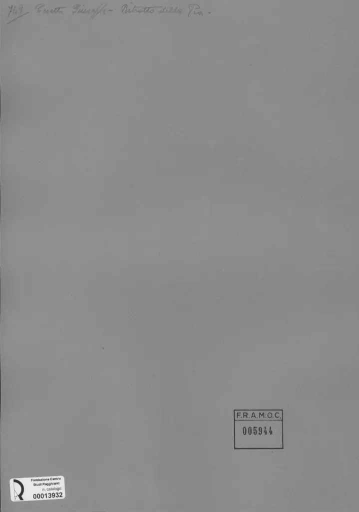 Anonimo , Cesetti, Giuseppe - sec. XX - Ritratto della Pia , retro