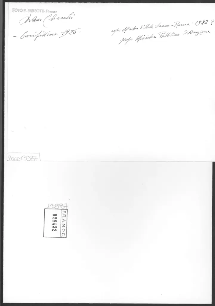 Anonimo , Checchi, Arturo - sec. XX - Crocifissione , retro