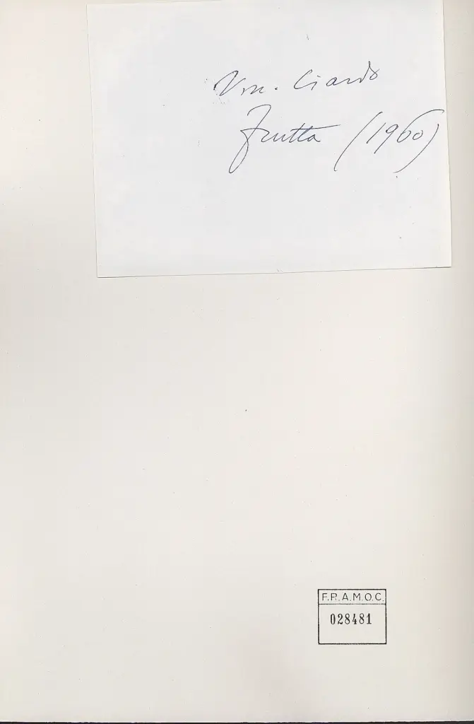 Anonimo , Ciardo, Vincenzo - sec. XX - Frutta , retro