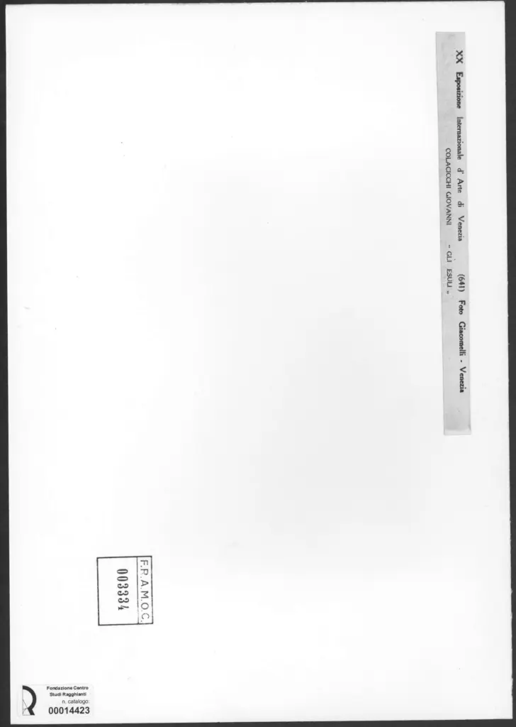 Giacomelli , Colacicchi, Giovanni - sec. XX - Gli esuli , retro