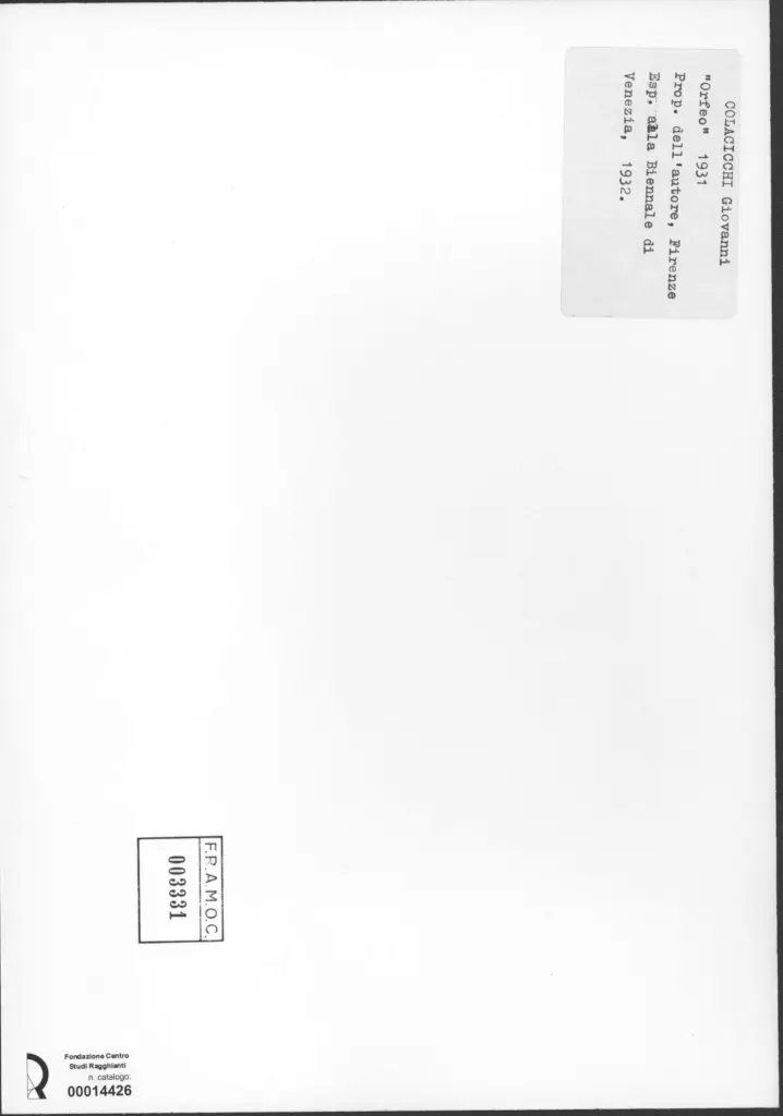 Colacicchi, Giovanni - sec. XX - , retro