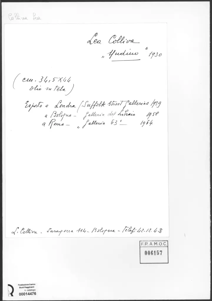 Anonimo , Colliva, Lea - sec. XX - Nudino , retro