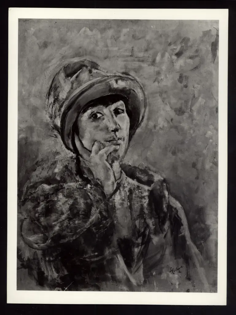 Anonimo , Colliva, Lea - sec. XX - Autoritratto col cappello , fronte