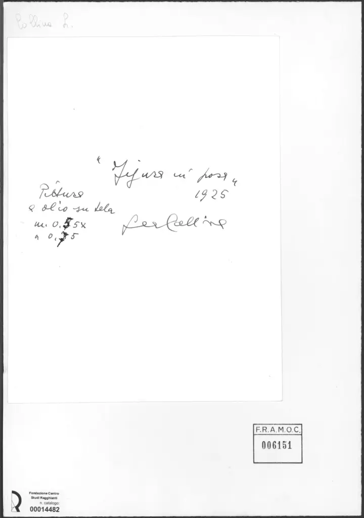 Fototecnica Bolognese , Colliva, Lea - sec. XX - Figura in posa , retro