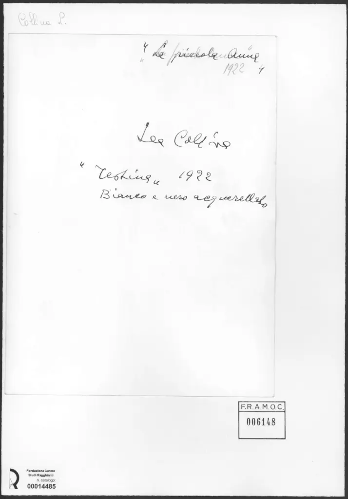 Anonimo , Colliva, Lea - sec. XX - Testina , retro