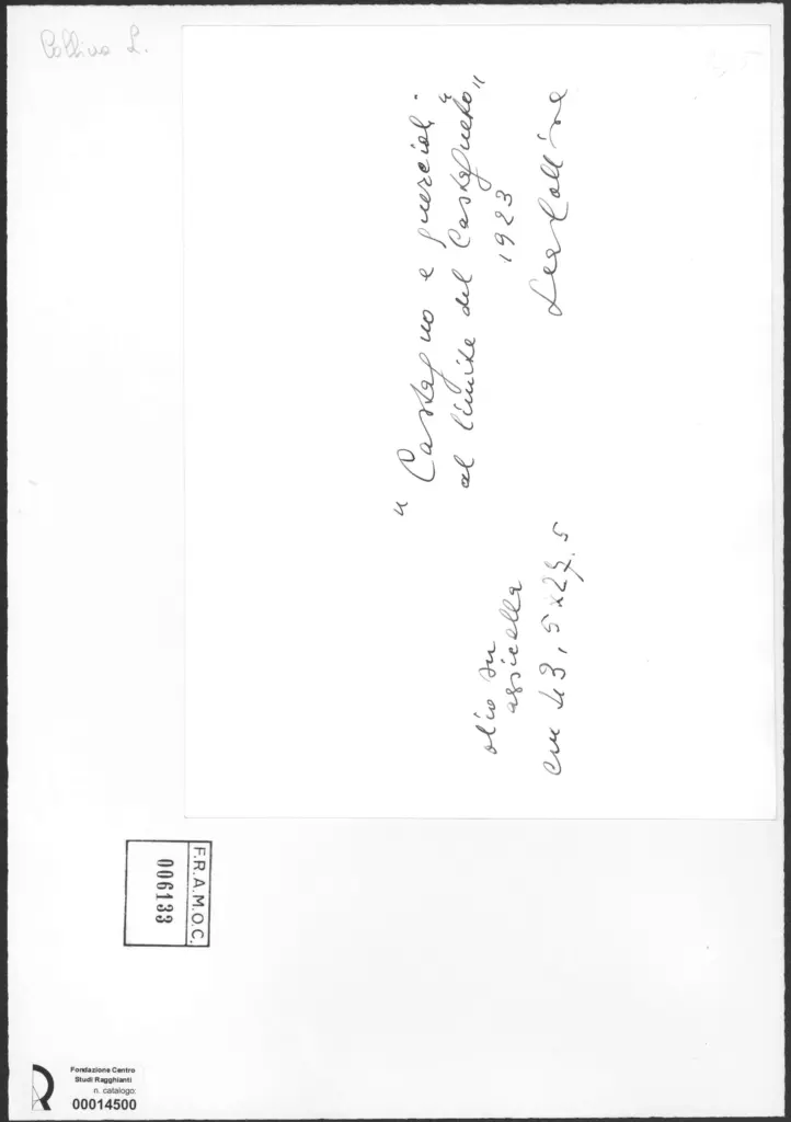 Anonimo , Colliva, Lea - sec. XX - Castagno e quercioli al limite del castagneto , retro