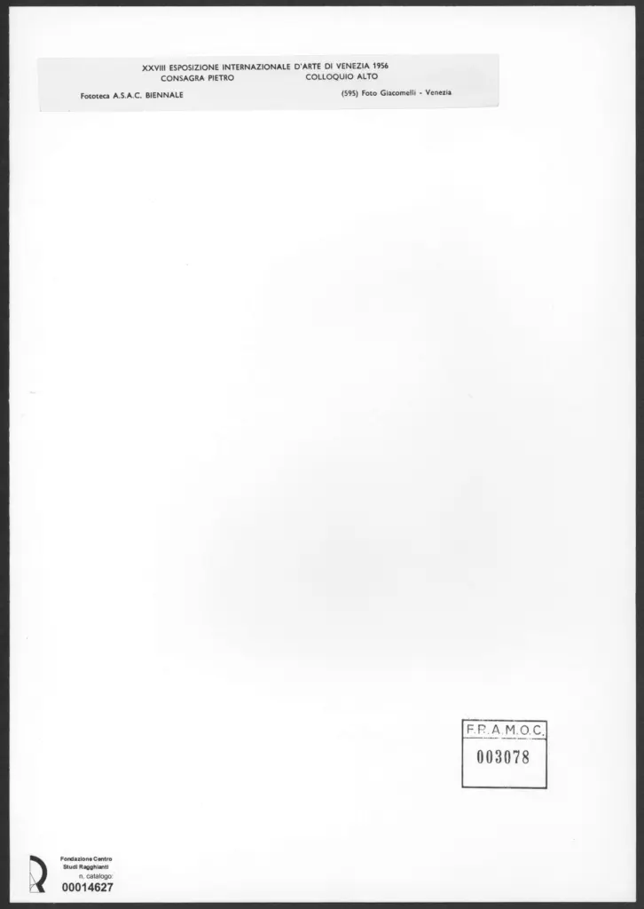 Giacomelli , Consagra, Pietro - sec. XX - Colloquio alto , retro