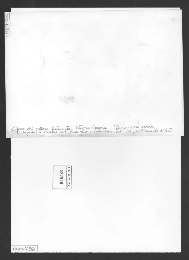 Anonimo , Corona, Vittorio - sec. XX - Dinamismo aereo , retro